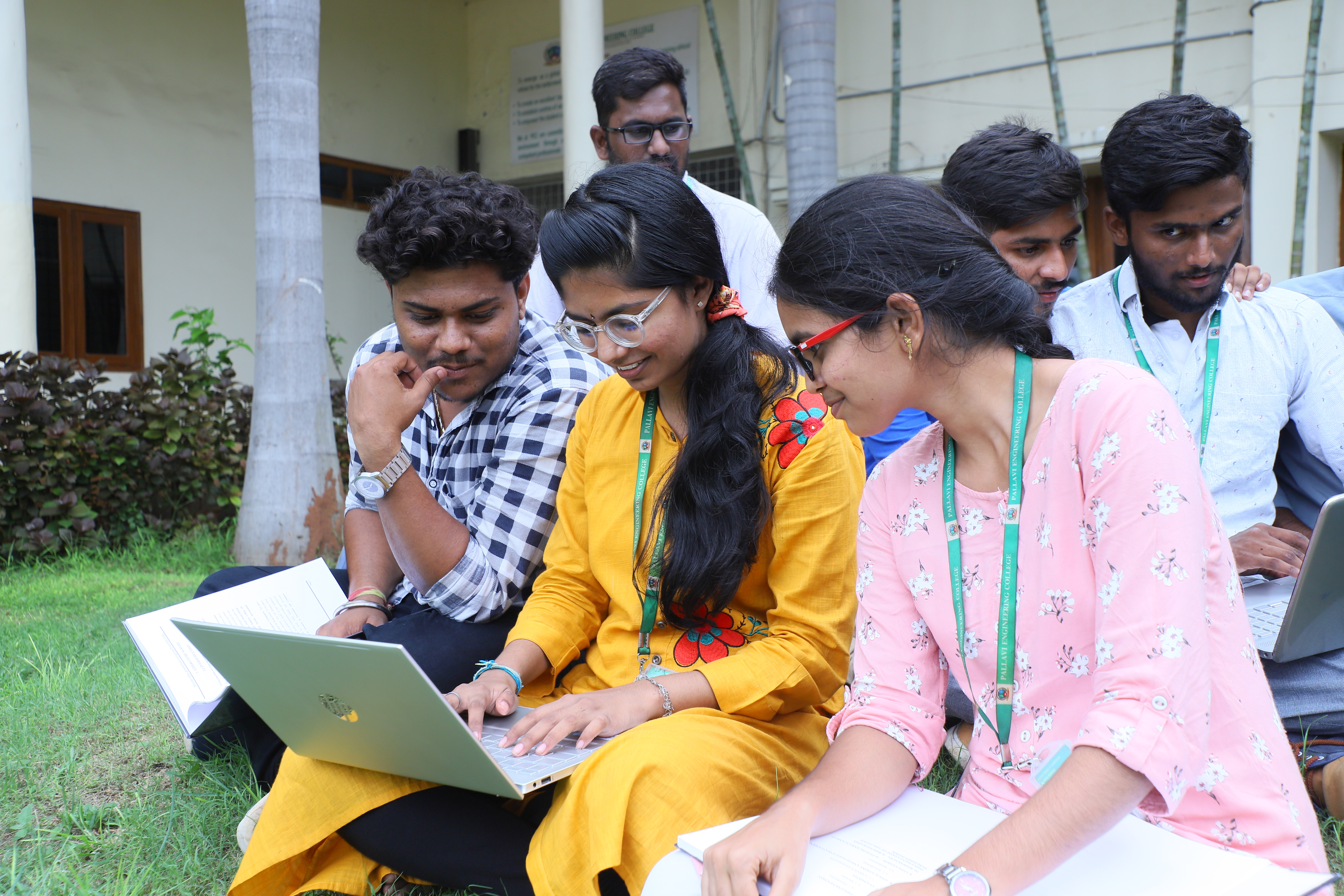 Students collaborating on campus